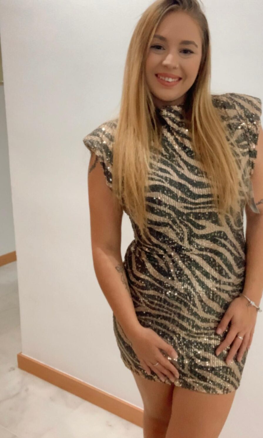 vestido lentejuela zebra